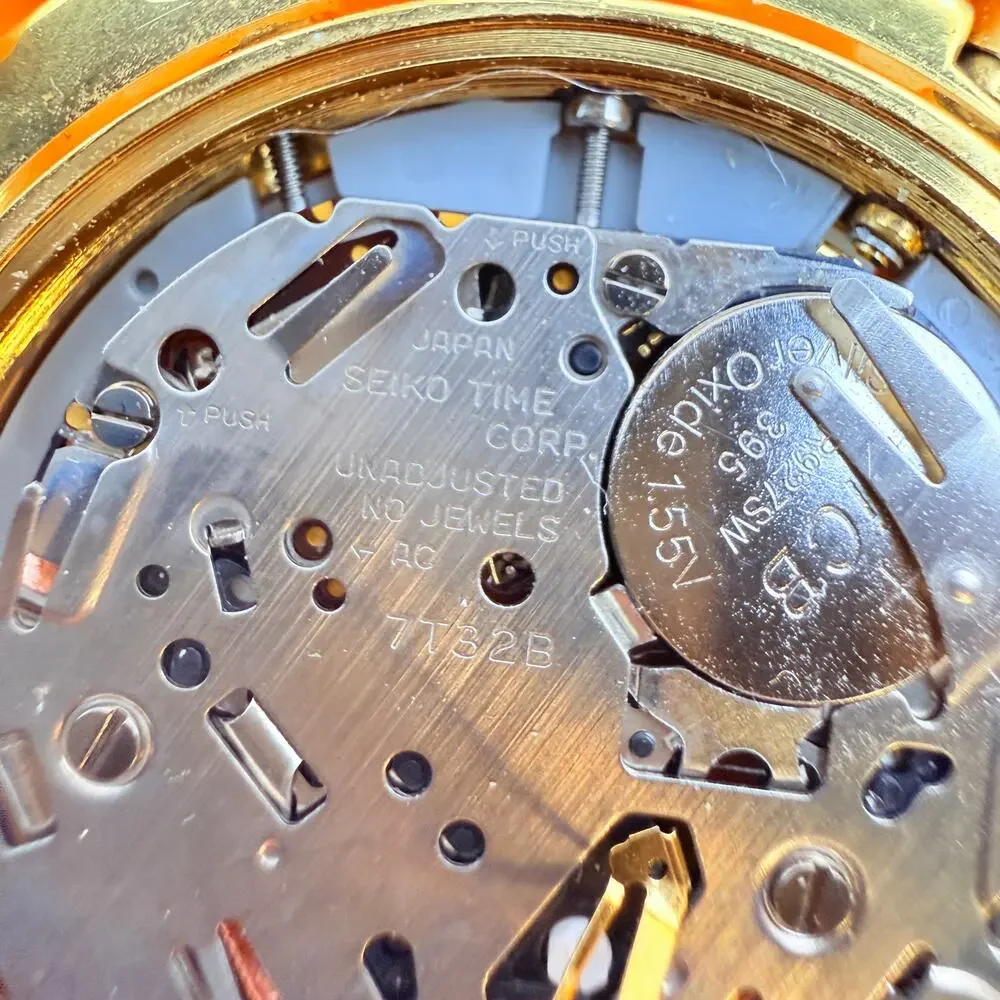 Vtg 1990's Seiko Chronograph Watch 7T32-6M59 Gold Tone New Battery Works